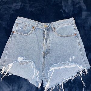 Casual Blue Denim Cutoff Shorts